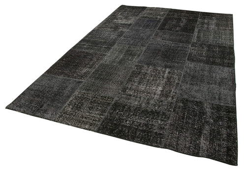 Kırk Yama Siyah Patchwork Pamuk Yün El Dokuma Halısı 193x300 Agacan
