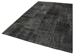 Kırk Yama Siyah Patchwork Pamuk Yün El Dokuma Halısı 193x299 Agacan