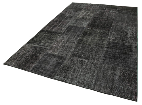 Kırk Yama Siyah Patchwork Pamuk Yün El Dokuma Halısı 193x299 Agacan