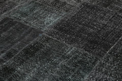 Kırk Yama Siyah Patchwork Pamuk Yün El Dokuma Halısı 193x299 Agacan