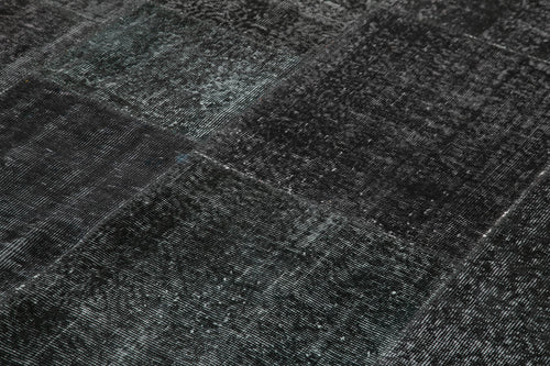 Kırk Yama Siyah Patchwork Pamuk Yün El Dokuma Halısı 193x299 Agacan