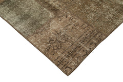 Kırk Yama Kahverengi Patchwork Pamuk Yün El Dokuma Halısı 196x304 Agacan