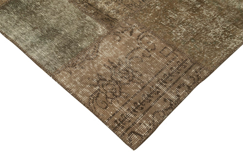 Kırk Yama Kahverengi Patchwork Pamuk Yün El Dokuma Halısı 196x304 Agacan