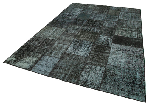 Kırk Yama Siyah Patchwork Pamuk Yün El Dokuma Halısı 200x300 Agacan