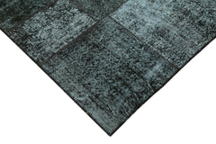 Kırk Yama Siyah Patchwork Pamuk Yün El Dokuma Halısı 200x300 Agacan