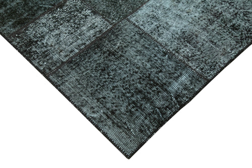 Kırk Yama Siyah Patchwork Pamuk Yün El Dokuma Halısı 200x300 Agacan