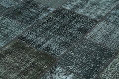 Kırk Yama Siyah Patchwork Pamuk Yün El Dokuma Halısı 200x300 Agacan