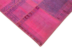 Kırk Yama Pembe Patchwork Pamuk Yün El Dokuma Halısı 208x304 Agacan