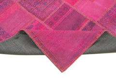 Kırk Yama Pembe Patchwork Pamuk Yün El Dokuma Halısı 208x304 Agacan