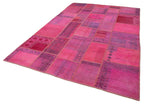 Kırk Yama Pembe Patchwork Pamuk Yün El Dokuma Halısı 207x304 Agacan