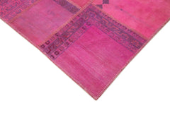 Kırk Yama Pembe Patchwork Pamuk Yün El Dokuma Halısı 207x304 Agacan