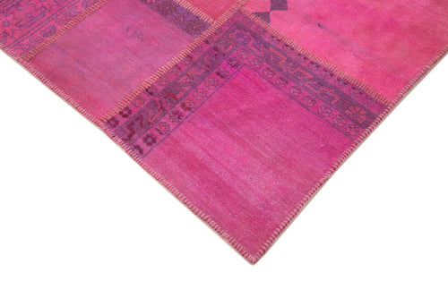 Kırk Yama Pembe Patchwork Pamuk Yün El Dokuma Halısı 207x304 Agacan