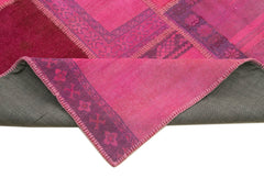 Kırk Yama Pembe Patchwork Pamuk Yün El Dokuma Halısı 207x304 Agacan