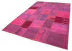 Kırk Yama Pembe Patchwork Pamuk Yün El Dokuma Halısı 208x306 Agacan