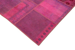 Kırk Yama Pembe Patchwork Pamuk Yün El Dokuma Halısı 208x306 Agacan
