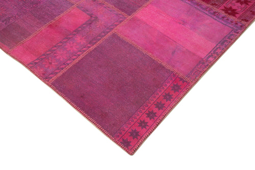 Kırk Yama Pembe Patchwork Pamuk Yün El Dokuma Halısı 208x306 Agacan