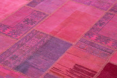 Kırk Yama Pembe Patchwork Pamuk Yün El Dokuma Halısı 208x306 Agacan