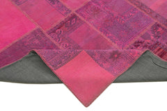 Kırk Yama Pembe Patchwork Pamuk Yün El Dokuma Halısı 208x306 Agacan