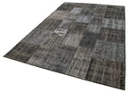Kırk Yama Siyah Patchwork Pamuk Yün El Dokuma Halısı 197x298 Agacan