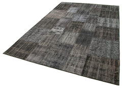 Kırk Yama Siyah Patchwork Pamuk Yün El Dokuma Halısı 197x298 Agacan