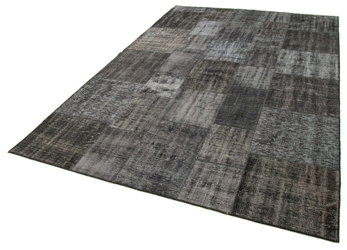 Kırk Yama Siyah Patchwork Pamuk Yün El Dokuma Halısı 197x298 Agacan