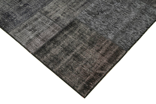 Kırk Yama Siyah Patchwork Pamuk Yün El Dokuma Halısı 197x298 Agacan