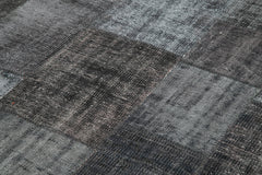 Kırk Yama Siyah Patchwork Pamuk Yün El Dokuma Halısı 197x298 Agacan