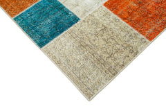 Kırk Yama Gri Patchwork Pamuk Yün El Dokuma Halısı 194x300 Agacan