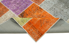 Kırk Yama Gri Patchwork Pamuk Yün El Dokuma Halısı 194x300 Agacan
