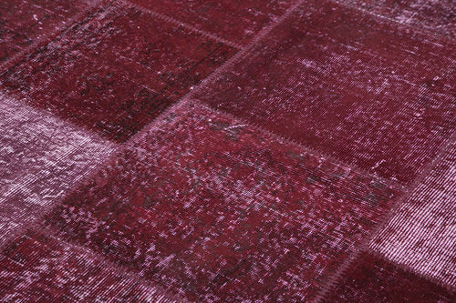 Kırk Yama Kırmızı Patchwork Pamuk Yün El Dokuma Halısı 193x300 Agacan