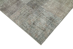 Kırk Yama Gri Patchwork Pamuk Yün El Dokuma Halısı 200x297 Agacan