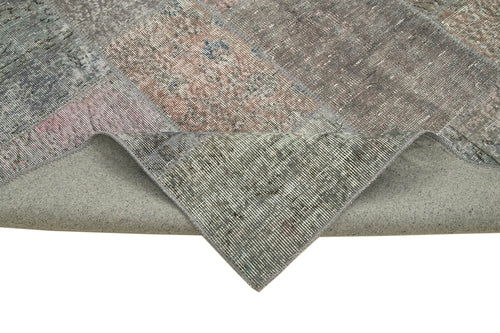 Kırk Yama Gri Patchwork Pamuk Yün El Dokuma Halısı 200x297 Agacan