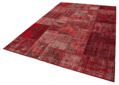 Kırk Yama Kırmızı Patchwork Pamuk Yün El Dokuma Halısı 200x300 Agacan