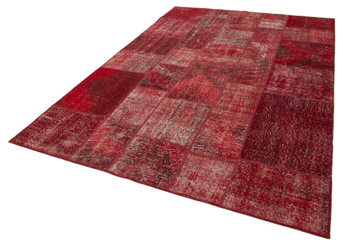 Kırk Yama Kırmızı Patchwork Pamuk Yün El Dokuma Halısı 200x300 Agacan
