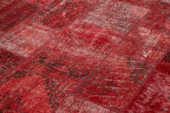 Kırk Yama Kırmızı Patchwork Pamuk Yün El Dokuma Halısı 200x300 Agacan