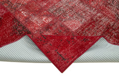Kırk Yama Kırmızı Patchwork Pamuk Yün El Dokuma Halısı 200x300 Agacan