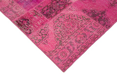 Kırk Yama Pembe Patchwork Pamuk Yün El Dokuma Halısı 200x300 Agacan