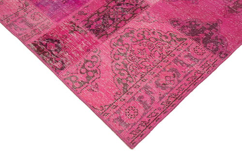 Kırk Yama Pembe Patchwork Pamuk Yün El Dokuma Halısı 200x300 Agacan