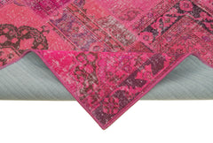 Kırk Yama Pembe Patchwork Pamuk Yün El Dokuma Halısı 200x300 Agacan