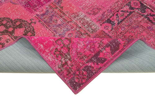 Kırk Yama Pembe Patchwork Pamuk Yün El Dokuma Halısı 200x300 Agacan