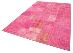 Kırk Yama Pembe Patchwork Pamuk Yün El Dokuma Halısı 203x300 Agacan