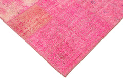 Kırk Yama Pembe Patchwork Pamuk Yün El Dokuma Halısı 203x300 Agacan