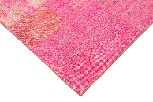 Kırk Yama Pembe Patchwork Pamuk Yün El Dokuma Halısı 203x300 Agacan