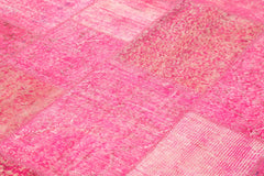 Kırk Yama Pembe Patchwork Pamuk Yün El Dokuma Halısı 203x300 Agacan