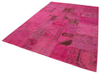 Kırk Yama Pembe Patchwork Pamuk Yün El Dokuma Halısı 207x299 Agacan