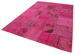Kırk Yama Pembe Patchwork Pamuk Yün El Dokuma Halısı 207x299 Agacan