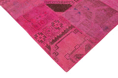 Kırk Yama Pembe Patchwork Pamuk Yün El Dokuma Halısı 207x299 Agacan