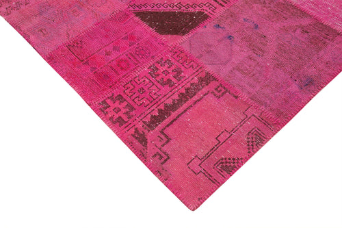 Kırk Yama Pembe Patchwork Pamuk Yün El Dokuma Halısı 207x299 Agacan