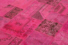 Kırk Yama Pembe Patchwork Pamuk Yün El Dokuma Halısı 207x299 Agacan