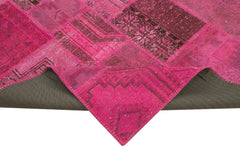 Kırk Yama Pembe Patchwork Pamuk Yün El Dokuma Halısı 207x299 Agacan